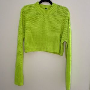 NWT Neon green Forever 21 mock neck sweater